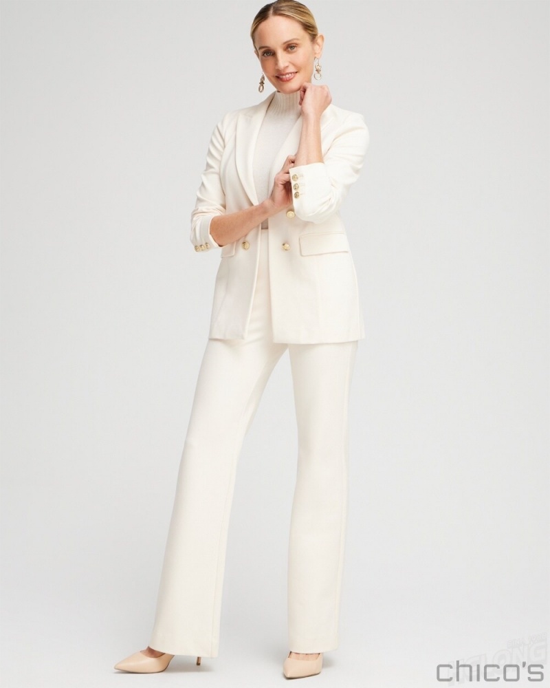 Chico's Ponte Blazer Jackets & Coats English Cream | 825-GPCLBE