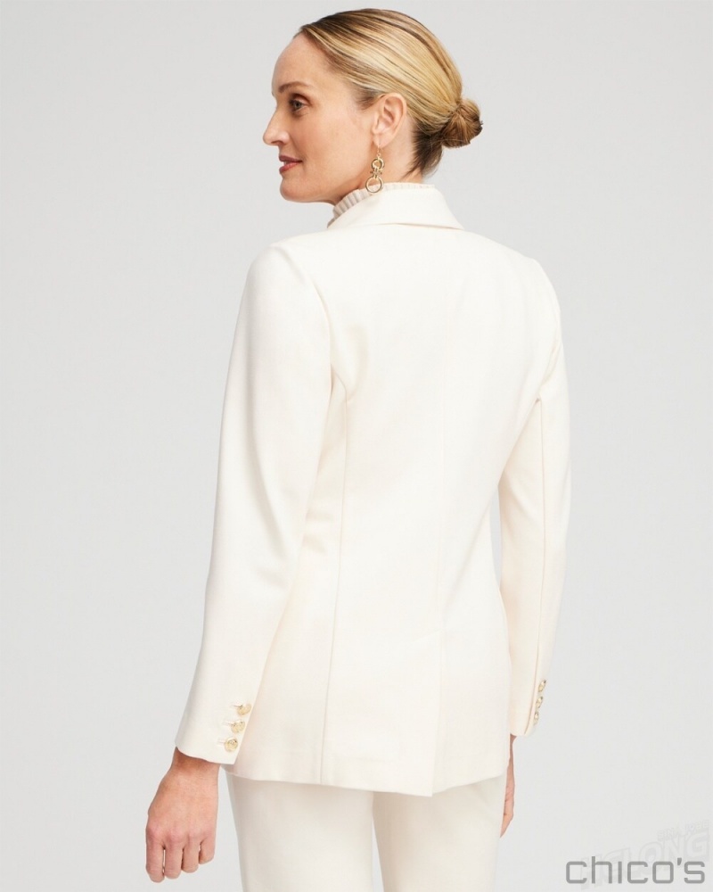 Chico's Ponte Blazer Jackets & Coats English Cream | 825-GPCLBE