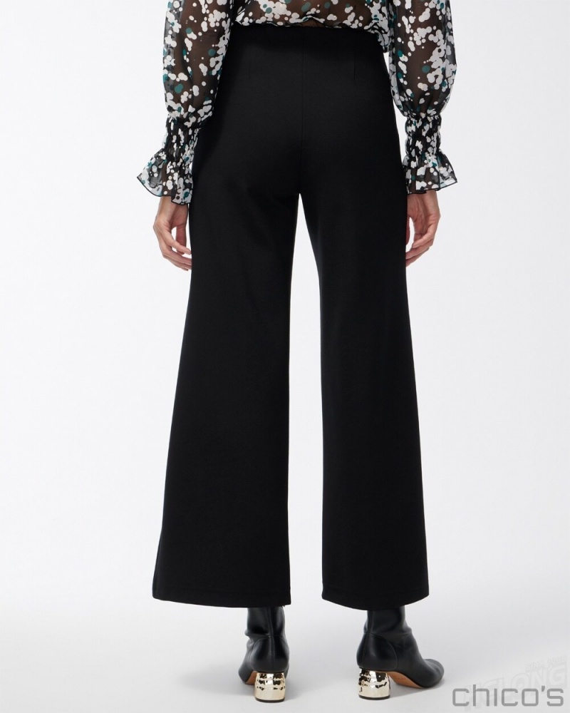 Chico's Ponte Pintuck Wide Leg Ankle Pants Pants Black | 581-HDWBLC