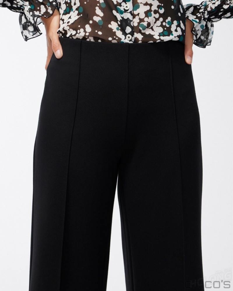 Chico's Ponte Pintuck Wide Leg Ankle Pants Pants Black | 581-HDWBLC