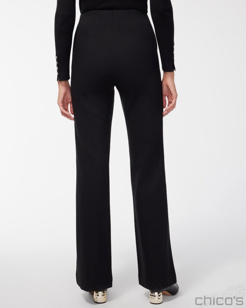 Chico's Ponte Pull-on Wide Leg Trouser Pants Pants Black | 851-IBTMRC