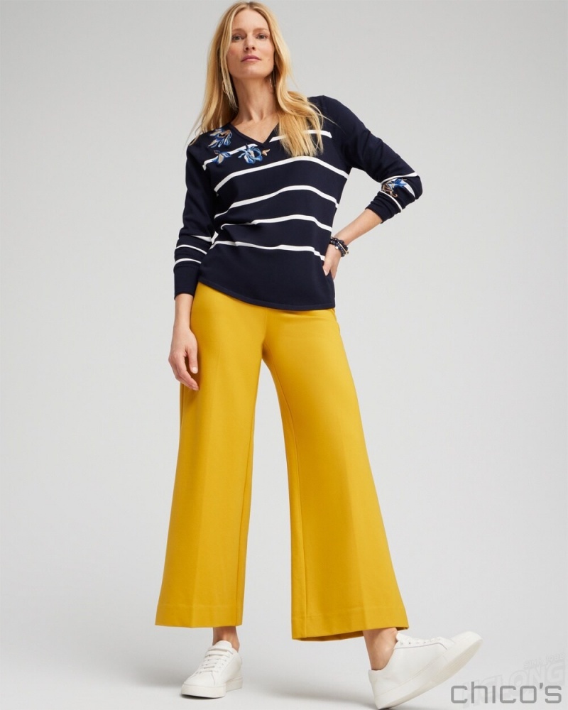 Chico's Ponte Wide Leg Ankle Pants Pants Golden Hour | 302-BSONDI