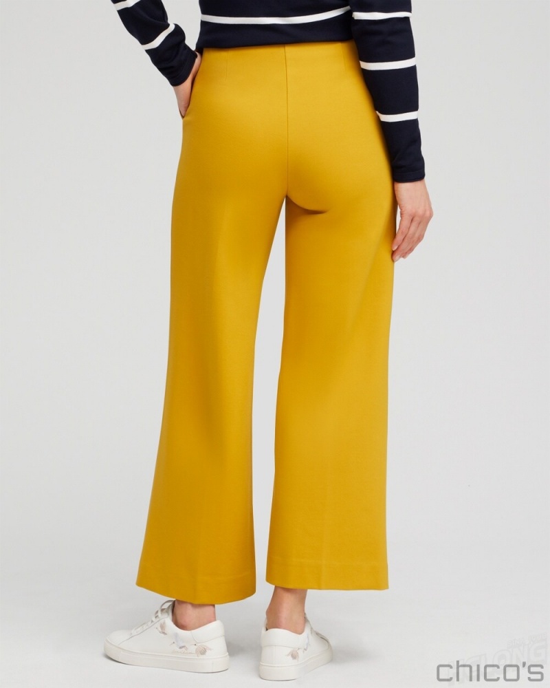 Chico's Ponte Wide Leg Ankle Pants Pants Golden Hour | 302-BSONDI