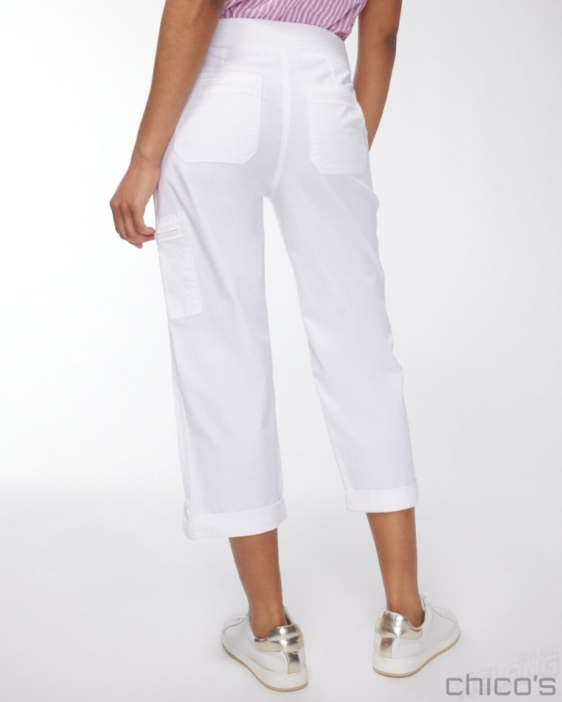 Chico's Poplin Cropped Pants Pants Alabaster | 841-UFEKYH