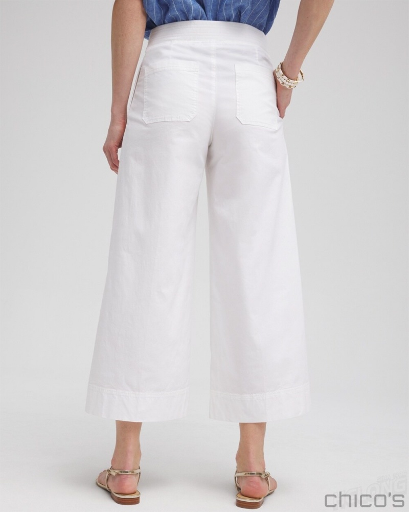 Chico's Poplin Culotte Pants Pants Alabaster | 567-GWTUZK