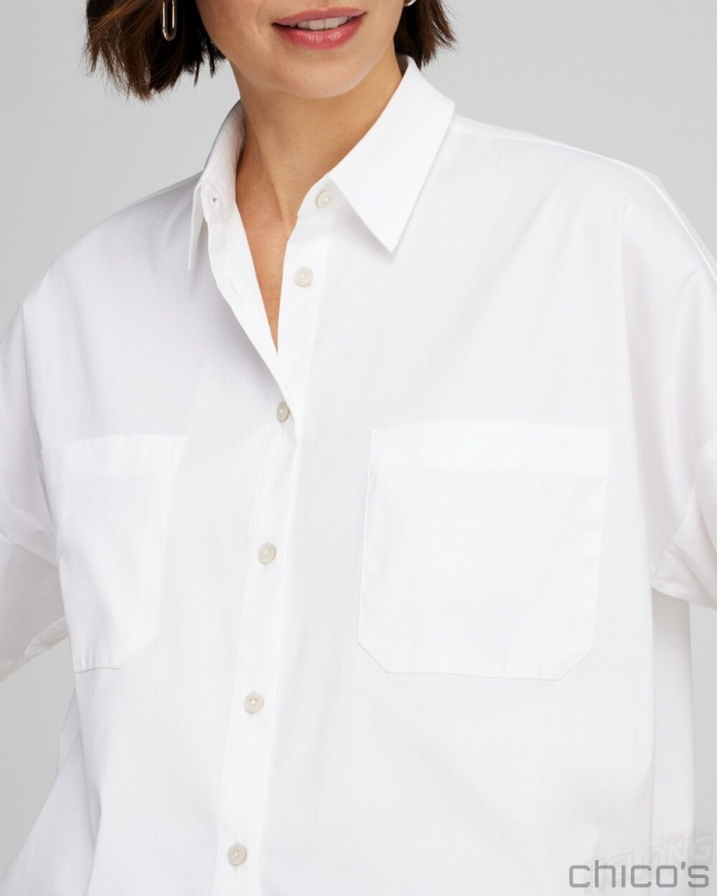 Chico's Poplin Pocket Shirt Tops Black | 543-BTMFHK