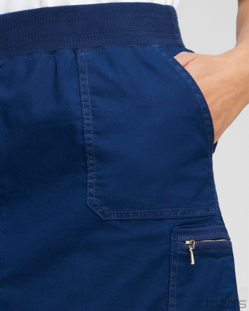 Chico's Poplin Ribbed Skort Pants Victory Blue | 872-UXPRMK