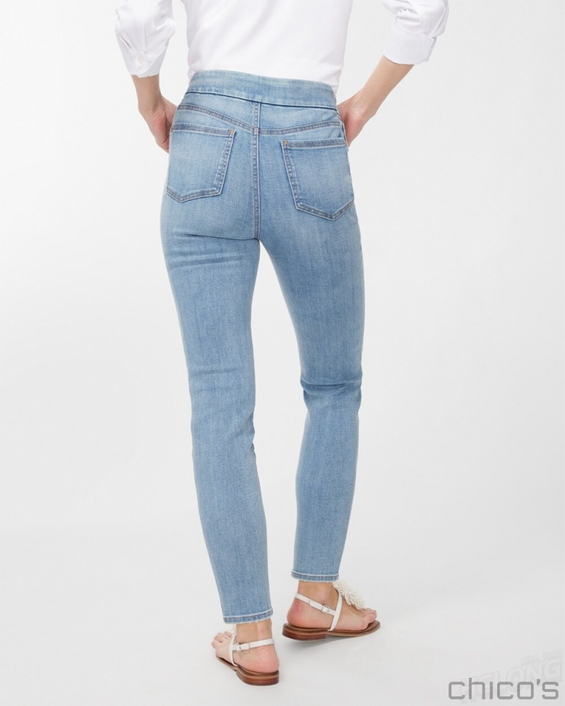 Chico's Pull-On Ankle Jeggings Jeans & Denim Coral Reef Indigo | 326-PRGNLY