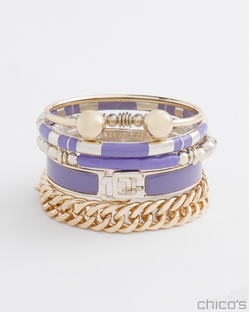 Chico's Purple Chico's Click Bangle Bracelets Parisian Purple | 356-BOWPIN