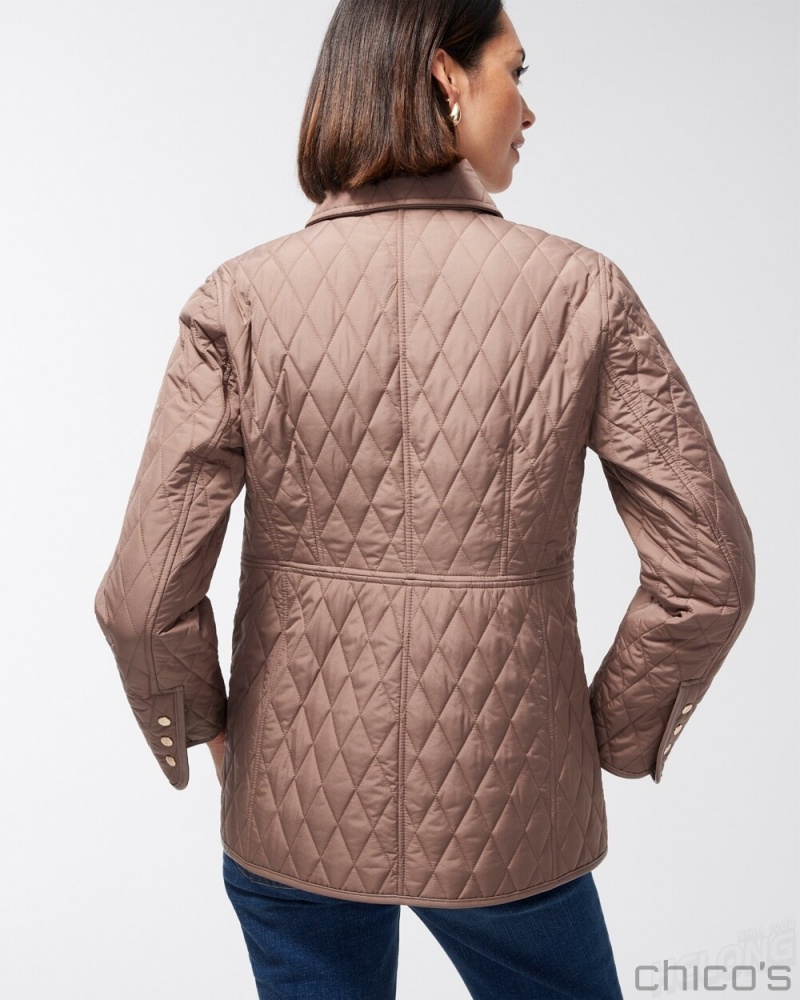 Chico's Quilted Mid-Length Jacket Jackets & Coats Champignon | 189-JHPEAQ