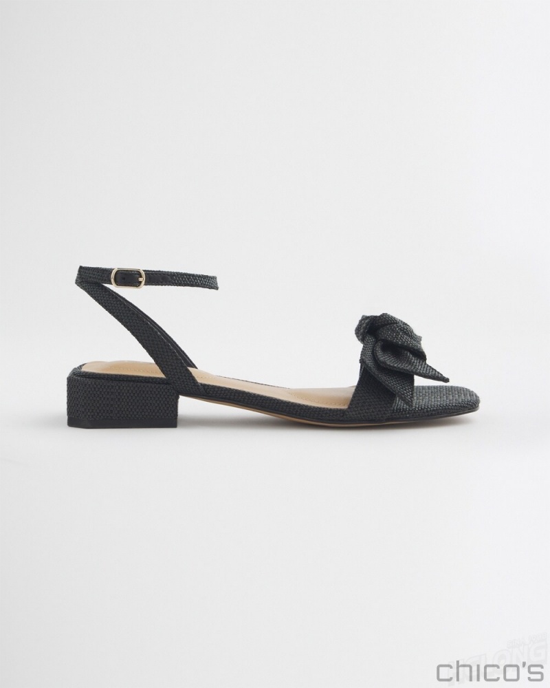 Chico's Raffia Sandals Shoes Black | 408-WATDYE