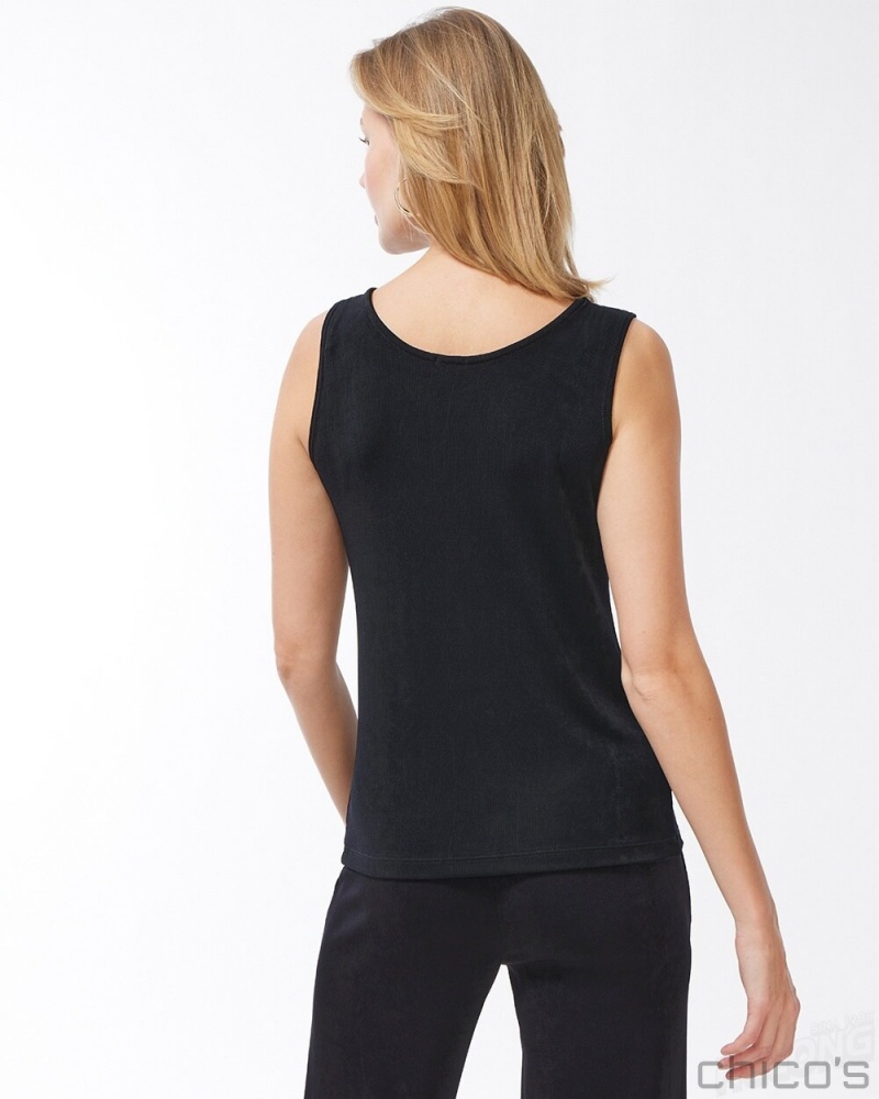 Chico's Reversible Tank Tees & Tanks Travelers Black | 752-KNGBME