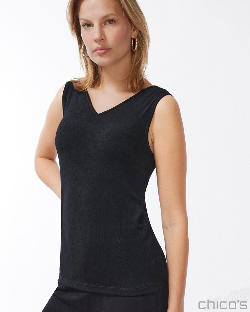 Chico's Reversible Tank Tees & Tanks Travelers Black | 752-KNGBME