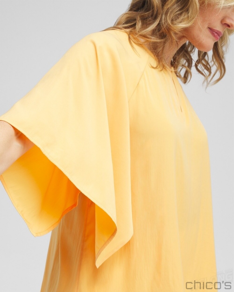 Chico's Satin Keyhole Neck Blouse Blouses & Shirts Mango Sorbet | 293-FOBVNL