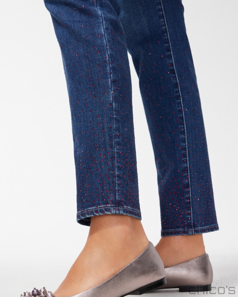 Chico's Scattered Stone Pull-on Jeggings Jeans & Denim Marina Bay Indigo | 608-XAGVOB