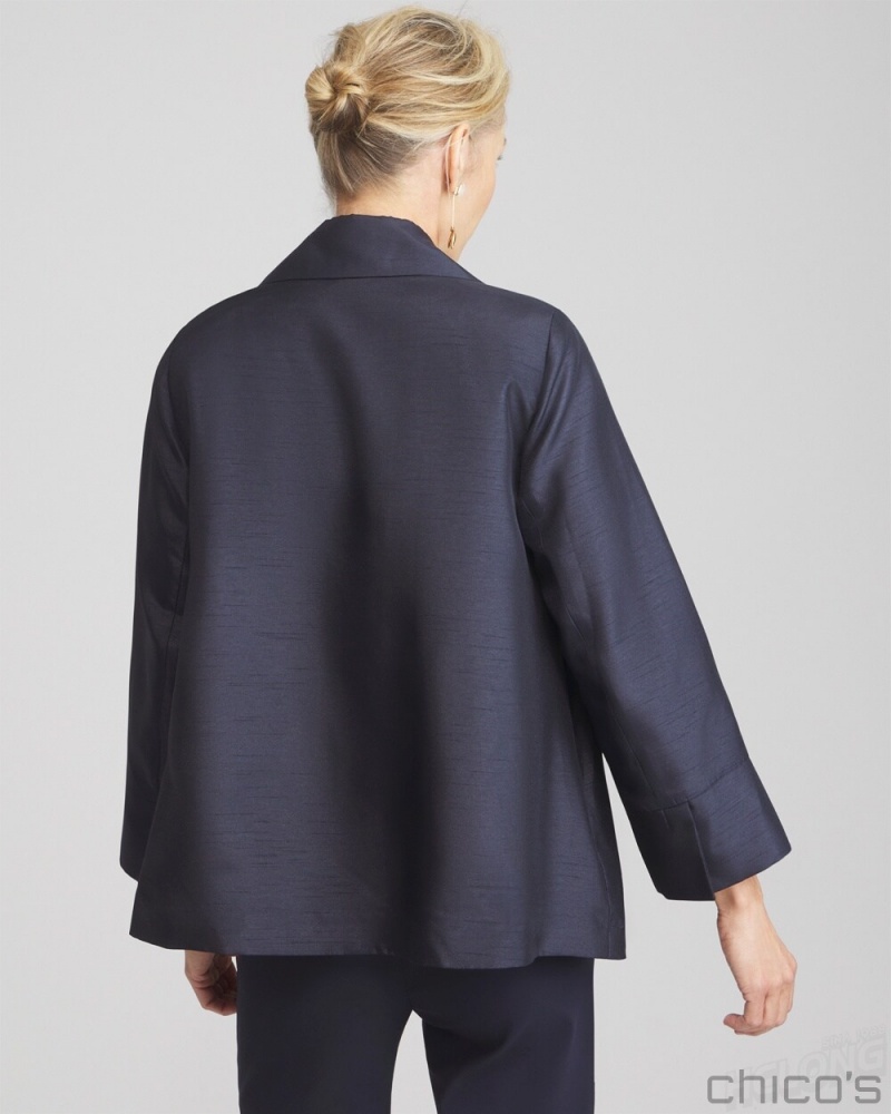 Chico's Shantung Topper Jackets & Coats Classic Navy | 294-LCYKXB