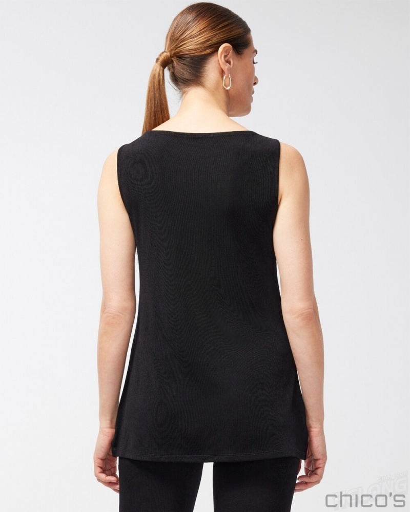 Chico's Side Slit Tank Tees & Tanks Travelers Black | 160-YIZPLJ