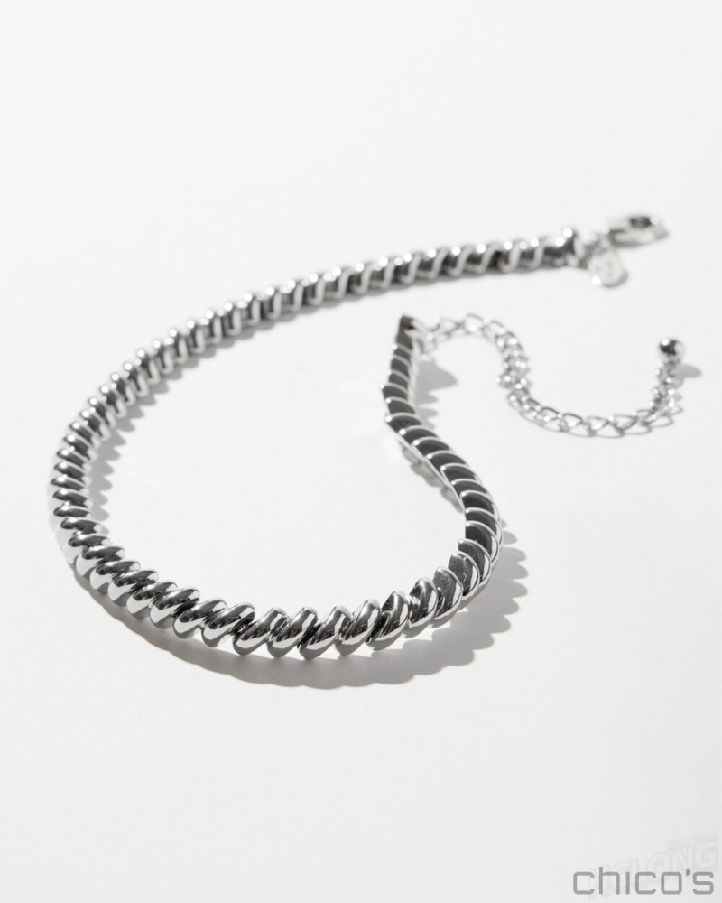 Chico's Silver Tone Collar Necklace Necklaces Silver | 761-CSEBLV