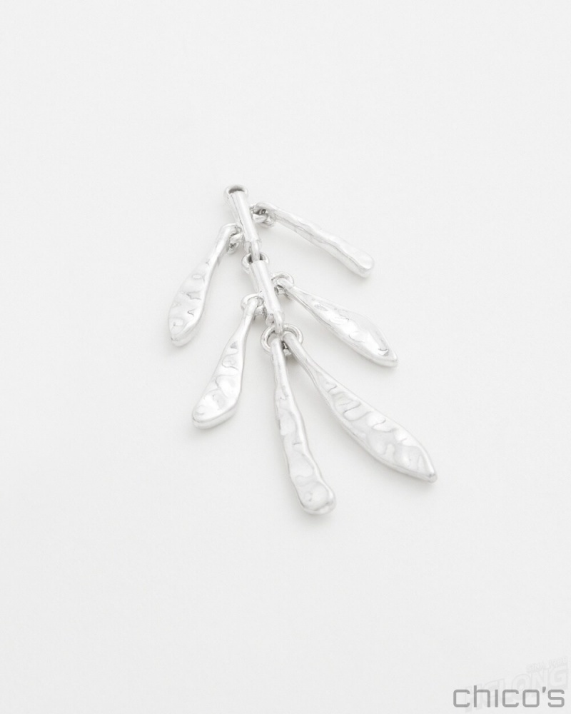 Chico's Silver Tone Leaf Earrings Earrings Silver | 389-GIXYOW