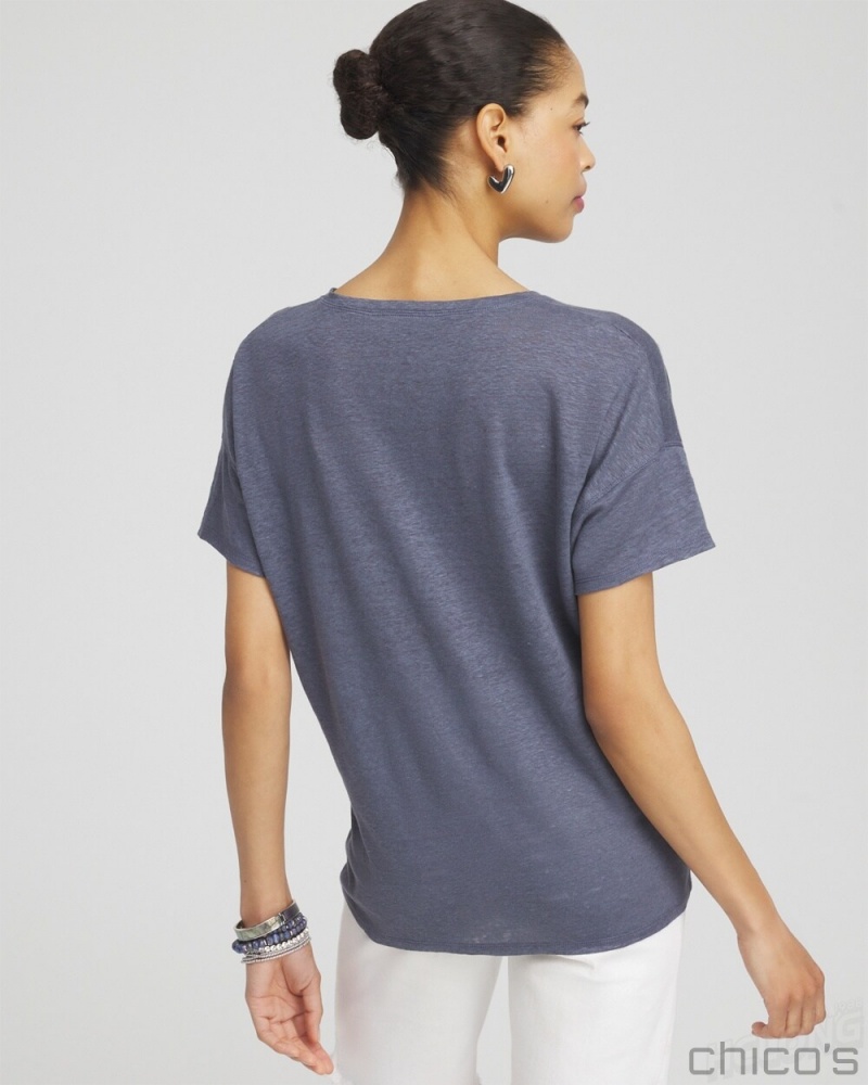 Chico's Slate Linen Sequin Tee Tees & Tanks Soft Slate | 518-TRWSBN