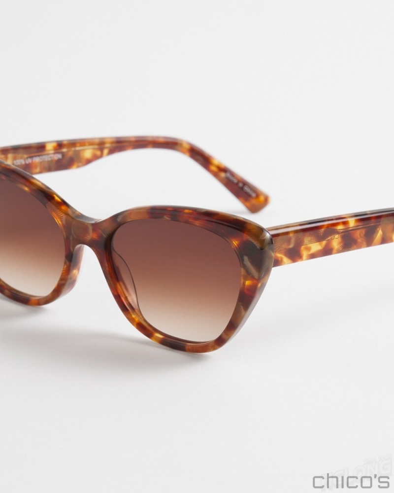 Chico's Small Cateye Sunglasses Eyewear Tort | 583-FKJSME