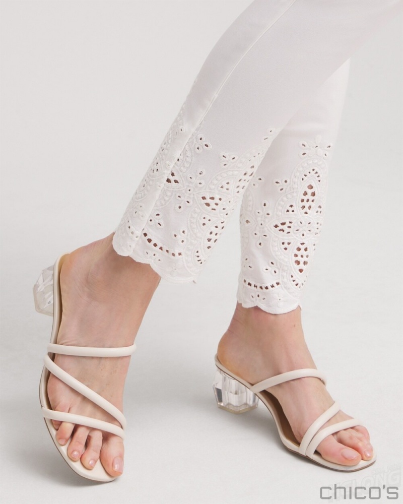 Chico's So Slimming Petite Brigitte Eyelet Ankle Pants Pants Alabaster | 246-BJPXKT