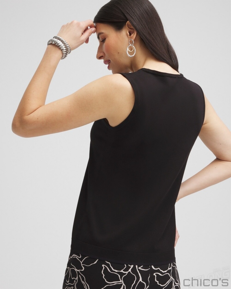 Chico's Spun Rayon Tank Sweaters Black | 702-XWEJNT