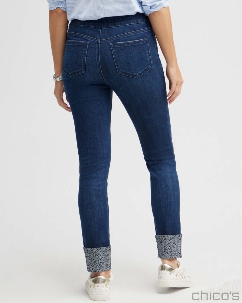 Chico's Stone Cuff Pull-on Jeggings Jeans & Denim Castor Street Indigo | 308-XGJSQH