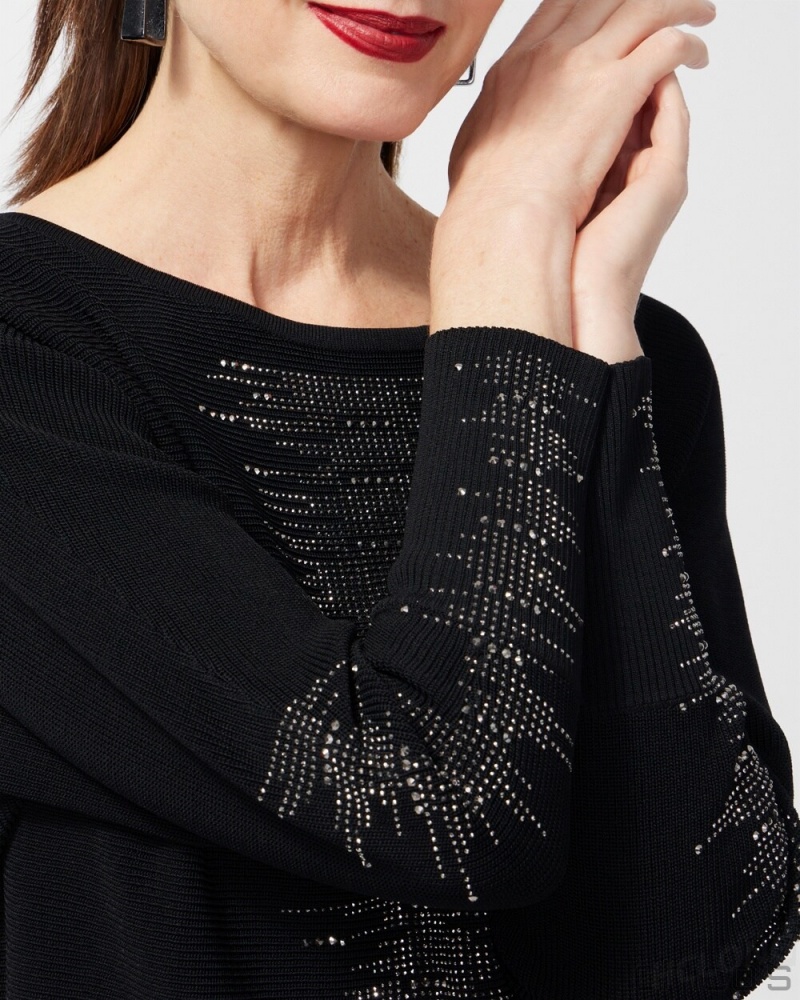 Chico's Studded Detail Pullover Sweater Sweaters Black | 216-YORUTZ