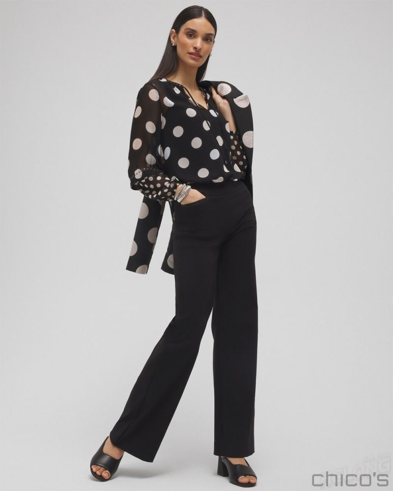 Chico's Studded Polka Dot Blouse Blouses & Shirts Black | 481-VWBRXC