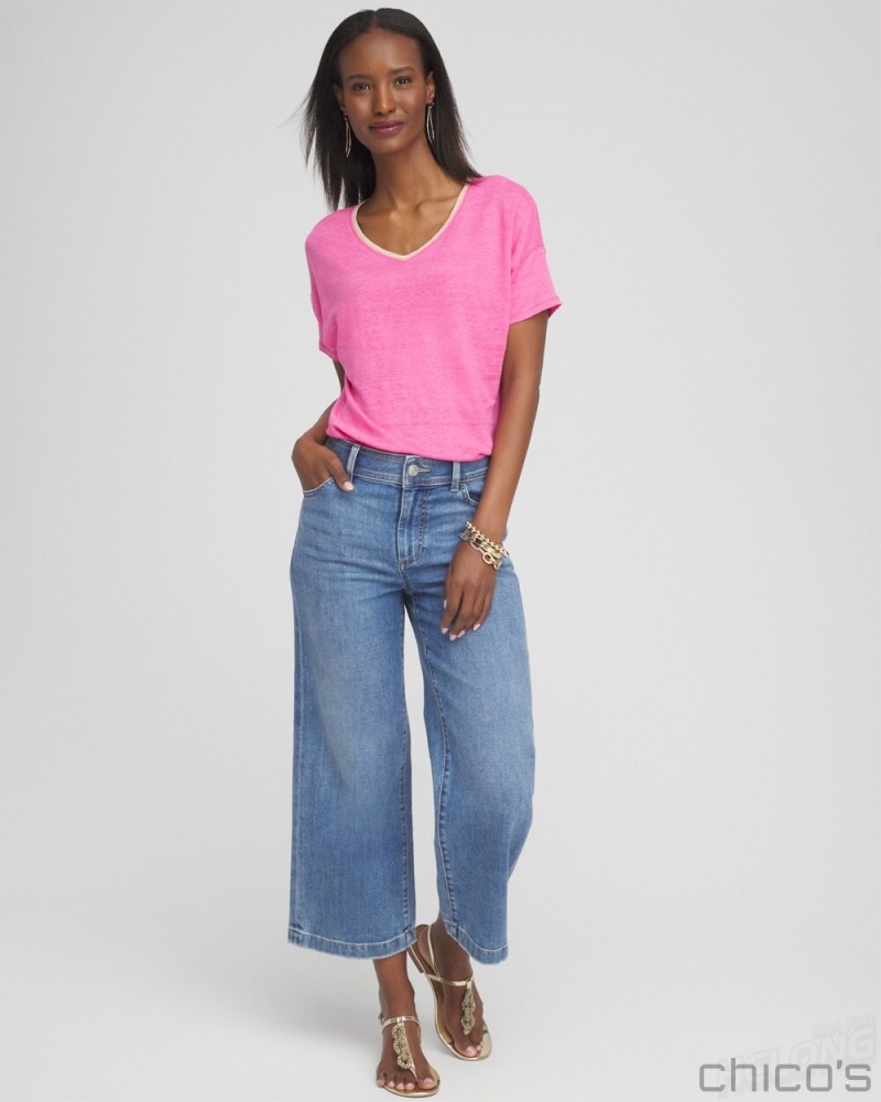 Chico's Sweater Trim Tee Tees & Tanks DELIGHTFUL PINK | 624-VRAKZG