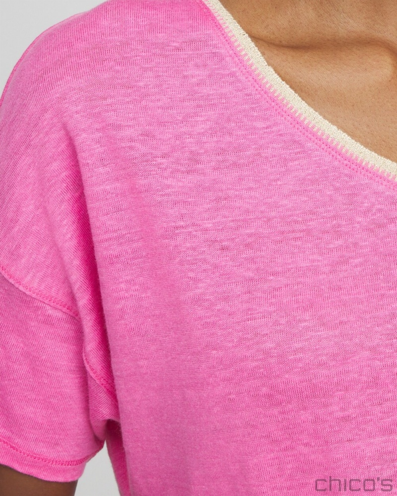 Chico's Sweater Trim Tee Tees & Tanks DELIGHTFUL PINK | 624-VRAKZG