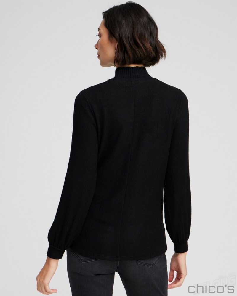 Chico's Tie Front Wrap Cardigan Tops Black | 947-IPFVYD