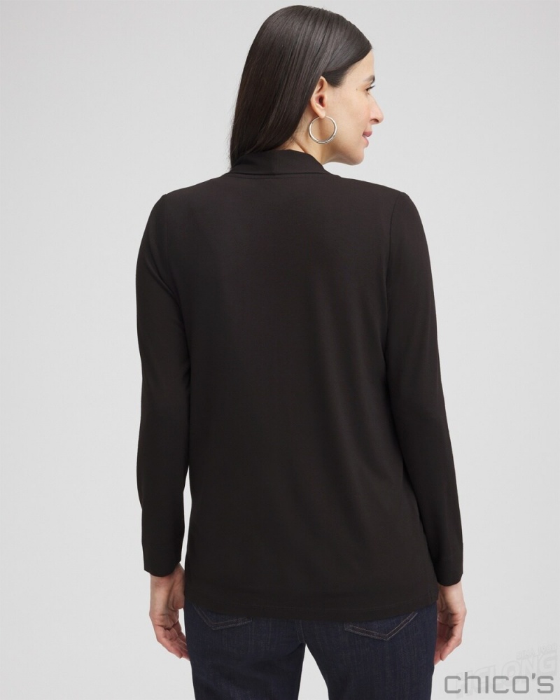 Chico's Touch of Cool Easy Cardigan Tops Black | 675-PCFJAE