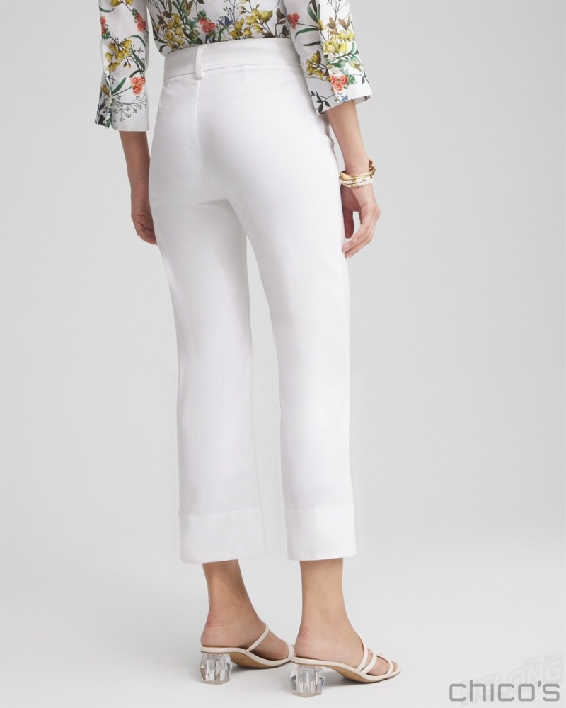 Chico's Trapunto Wide Leg Cropped Pants Pants Alabaster | 826-CHRZIL