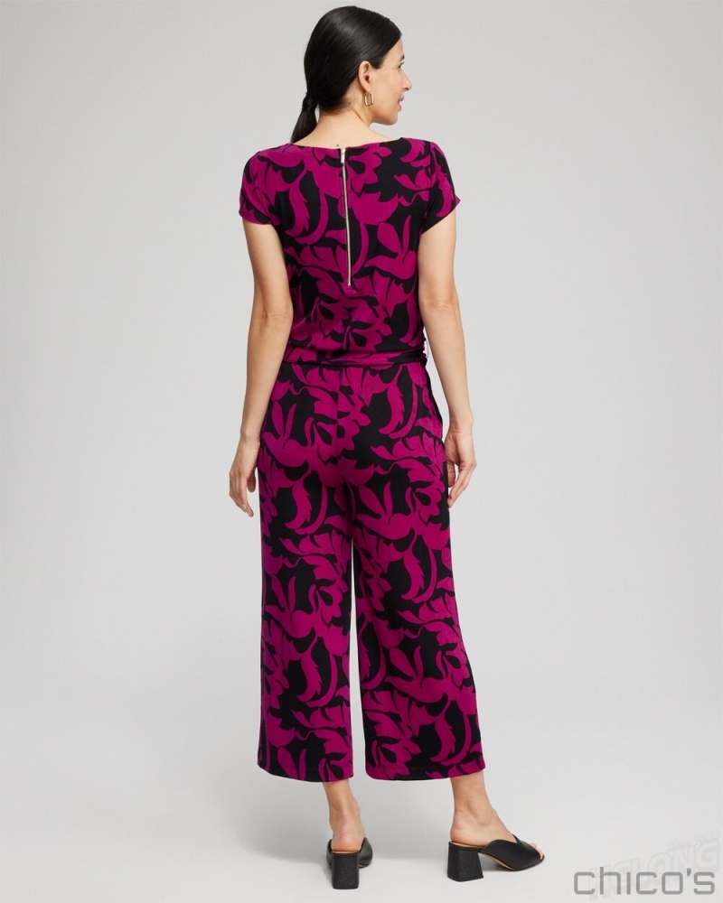 Chico's Travelers Belted Jumpsuit Dresses Fresh Plum | 946-ZQVUXW