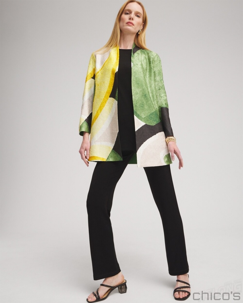 Chico's Travelers Collection Abstract Crushed Jacket Jackets & Coats Verdant Green | 259-IVPSBX