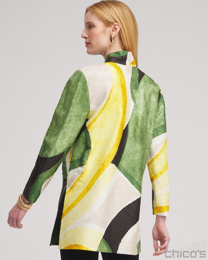 Chico's Travelers Collection Abstract Crushed Jacket Jackets & Coats Verdant Green | 259-IVPSBX