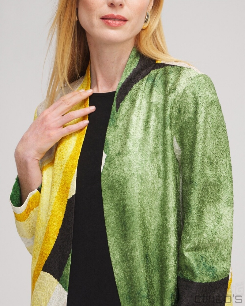 Chico's Travelers Collection Abstract Crushed Jacket Jackets & Coats Verdant Green | 259-IVPSBX