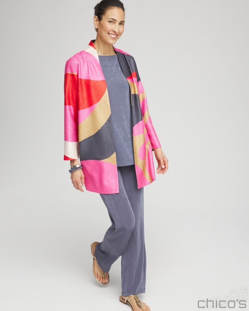 Chico's Travelers Collection Abstract Crushed Jacket Jackets & Coats Watermelon Punch | 953-JMXCBF