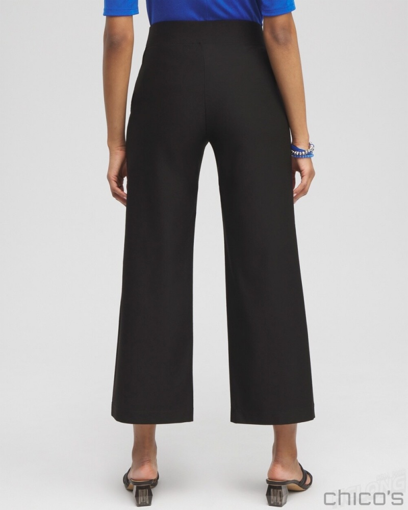 Chico's Travelers Collection Crepe Cropped Pants Pants Travelers Black | 634-QEONBU