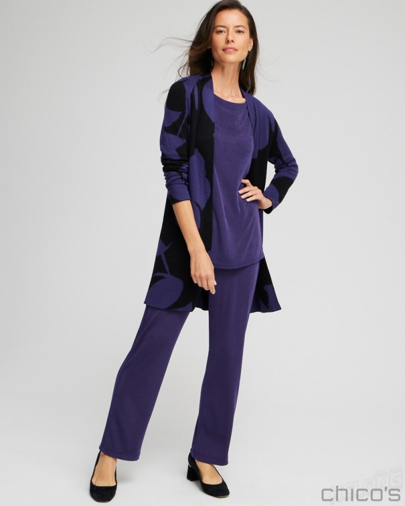 Chico's Travelers Collection Sweater Cardigan Jackets & Coats Midnight Violet | 721-KMVOQU