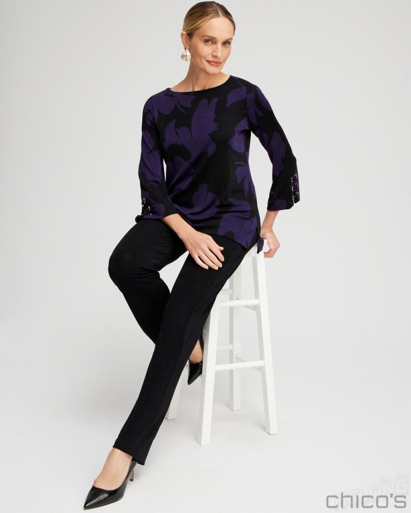 Chico's Travelers Grommet Top Tops Midnight Violet | 517-PTYBEM