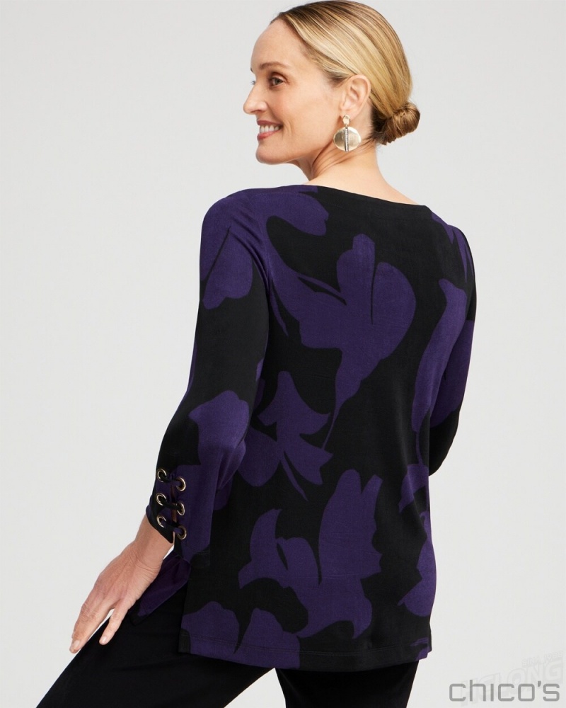 Chico's Travelers Grommet Top Tops Midnight Violet | 517-PTYBEM