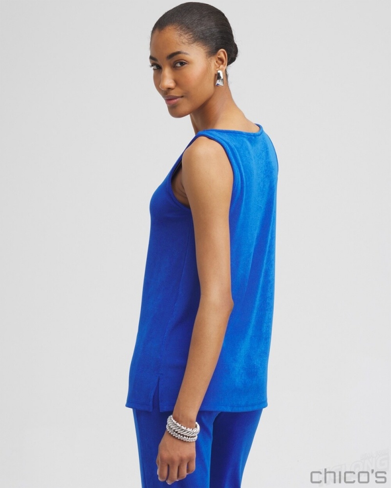 Chico's Travelers Side Slit Tank Tees & Tanks Intense Azure | 078-YNWLAK