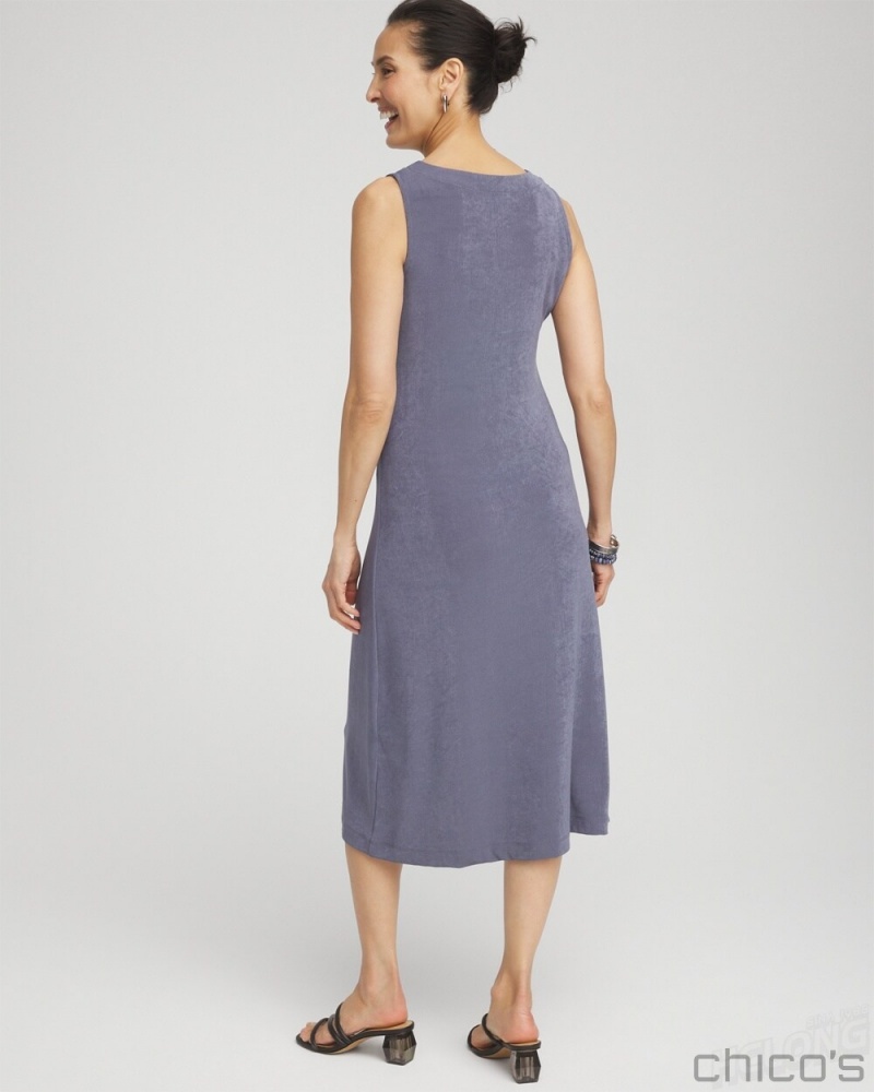 Chico's Travelers V-neck Dress Dresses Soft Slate | 139-ZMKOCB