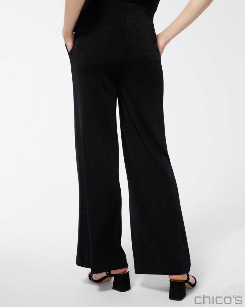 Chico's Travelers Wide Leg Pocket Pants Pants Travelers Black | 876-ZQIHUG