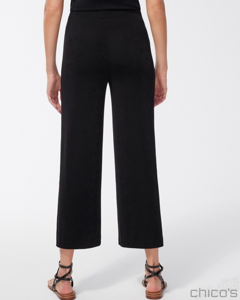 Chico's Travelers Wide Leg Side Slit Ankle Pants Pants Travelers India Ink | 479-TPHMGO