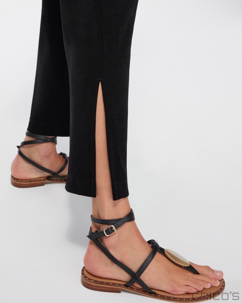 Chico's Travelers Wide Leg Side Slit Ankle Pants Pants Travelers Black | 617-RZQGOH