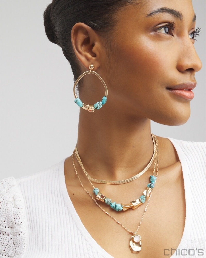 Chico's Turquoise Convertible Necklace Necklaces Turq | 834-GJIBXP